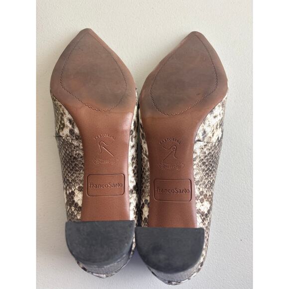 Franco Sarto Snakeskin Print Pointed Toe Heels 8M Block Heel - Picture 7 of 10